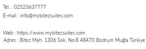 My Bitez Suites Otel telefon numaralar, faks, e-mail, posta adresi ve iletiim bilgileri